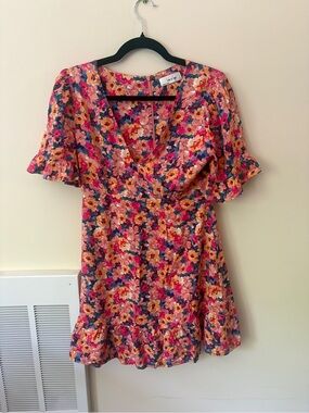 Sadie & Sage Pink Floral Keyhole Dress